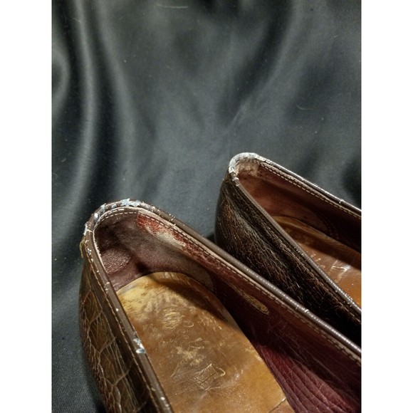 1980s LEE KEE Exotic Mens Shoes 10.5 Split Toe Tassel Ostrich Leg Loafers Vtg main image 10